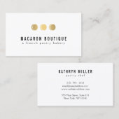 Elegantes Gold Macaron Trio Logo auf Weiß Visitenkarte (Vorne/Hinten)