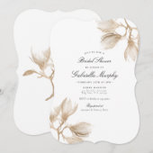Elegantes Gold Magnolia Brautparty Einladung (Vorne/Hinten)