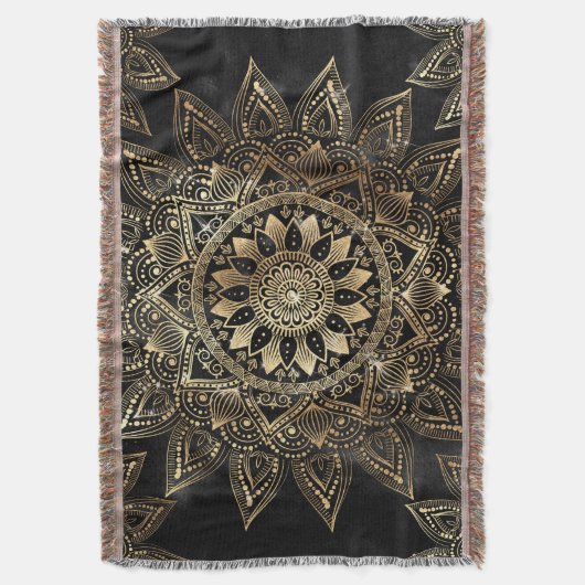 Elegantes Gold Mandala Black Design Decke (Vorderseite Vertikal)