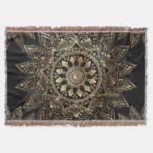 Elegantes Gold Mandala Black Design Decke (Vorderseite)