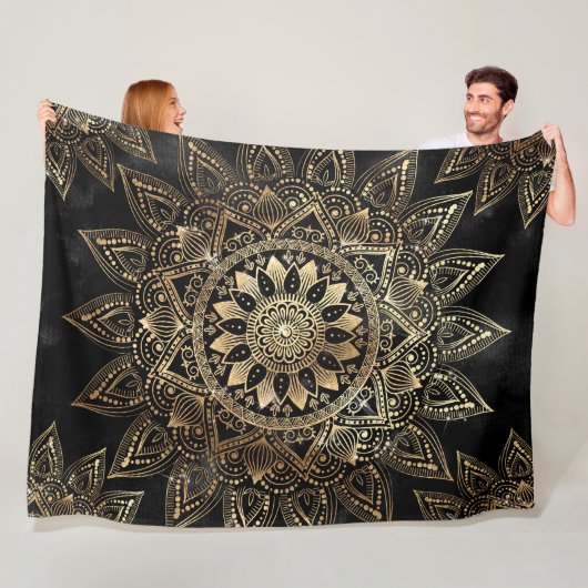 Elegantes Gold Mandala Black Design Fleecedecke (Beispiel)