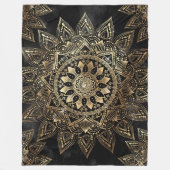 Elegantes Gold Mandala Black Design Fleecedecke (Vorderseite)