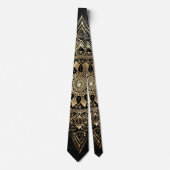 Elegantes Gold Mandala Black Design Krawatte (Vorderseite)