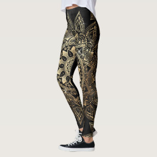 Elegantes Gold Mandala Black Design Leggings