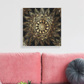 Elegantes Gold Mandala Black Design Leinwanddruck (Insitu (Wohnzimmer))