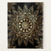 Elegantes Gold Mandala Black Design Planer (Rückseite)