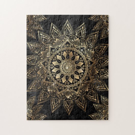 Elegantes Gold Mandala Black Design Puzzle (Vertikal)