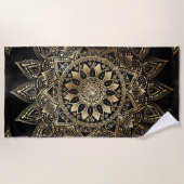 Elegantes Gold Mandala Black Design Strandtuch (Vorderseite)