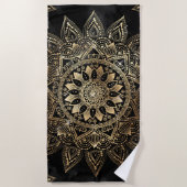 Elegantes Gold Mandala Black Design Strandtuch (Vorderseite)
