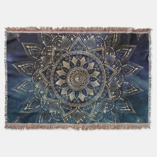 Elegantes Gold Mandala Blue Galaxy Design Decke
