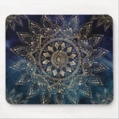 Elegantes Gold Mandala Blue Galaxy Design Mousepad (Vorne)