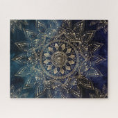 Elegantes Gold Mandala Blue Galaxy Design Puzzle (Horizontal)