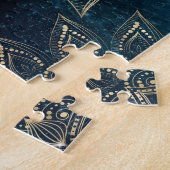 Elegantes Gold Mandala Blue Galaxy Design Puzzle (Seite)