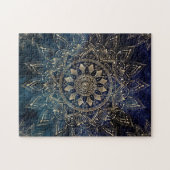 Elegantes Gold Mandala Blue Galaxy Design Puzzle (Horizontal)