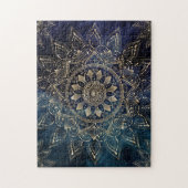 Elegantes Gold Mandala Blue Galaxy Design Puzzle (Vertikal)
