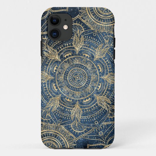 Elegantes Gold Mandala Blue Whimsy Design Case-Mate iPhone Hülle (Rückseite)