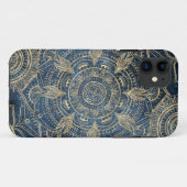 Elegantes Gold Mandala Blue Whimsy Design Case-Mate iPhone Hülle (Rückseite (Horizontal))