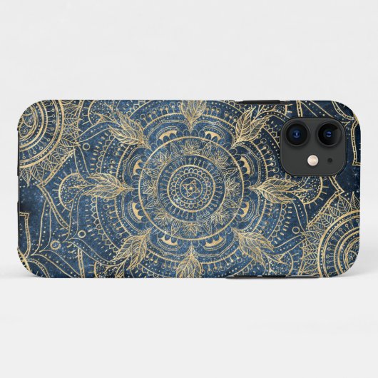 Elegantes Gold Mandala Blue Whimsy Design Case-Mate iPhone Hülle (Rückseite (Horizontal))