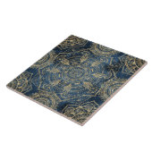 Elegantes Gold Mandala Blue Whimsy Design Fliese (Seite)