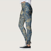 Elegantes Gold Mandala Blue Whimsy Design Leggings (Links)