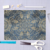 Elegantes Gold Mandala Blue Whimsy Design Seidenpapier (Handwerk)