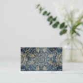 Elegantes Gold Mandala Blue Whimsy Design Visitenkarte (Stehend Vorderseite)