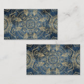 Elegantes Gold Mandala Blue Whimsy Design Visitenkarte (Vorne/Hinten)