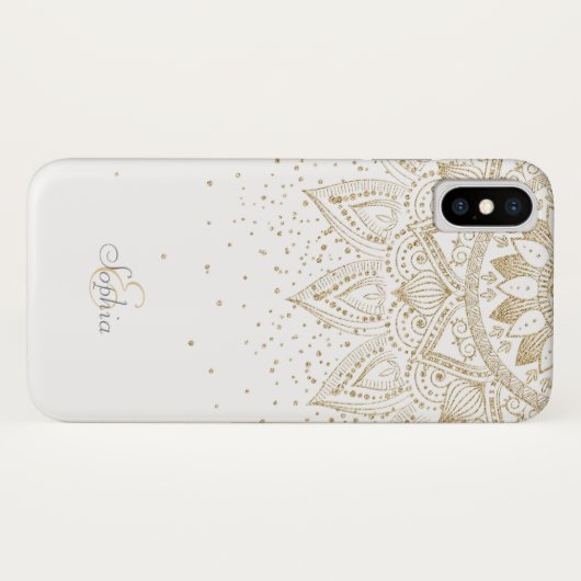 Elegantes Gold Mandala Dots Design Case-Mate iPhone Hülle (Rückseite (Horizontal))