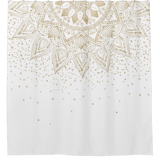 Elegantes Gold Mandala Dots Design Duschvorhang (Vorderseite)