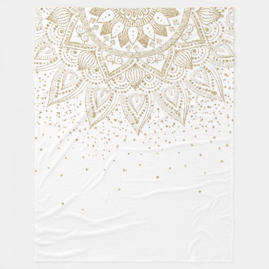 Elegantes Gold Mandala Dots Design Fleecedecke (Vorderseite)