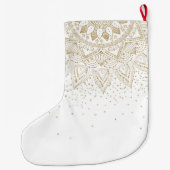 Elegantes Gold Mandala Dots Design Großer Weihnachtsstrumpf (Rückseite)