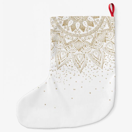 Elegantes Gold Mandala Dots Design Großer Weihnachtsstrumpf (Rückseite)
