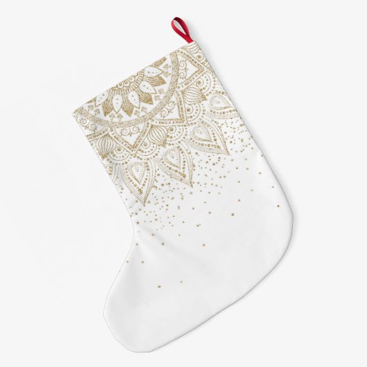 Elegantes Gold Mandala Dots Design Großer Weihnachtsstrumpf (Rückseite (Hängend))