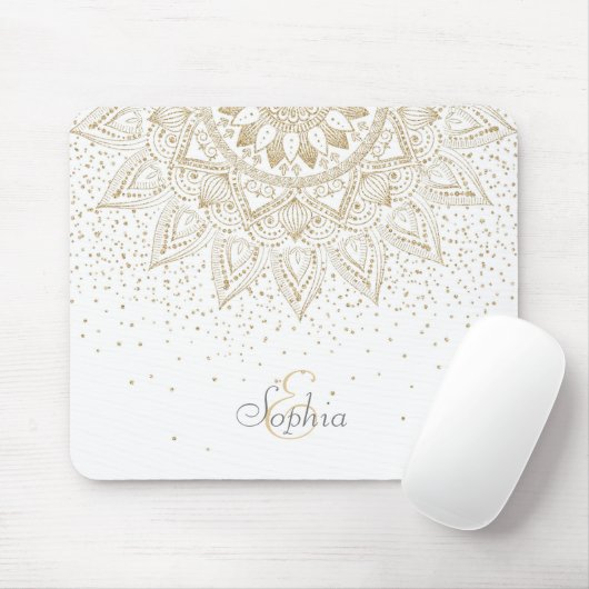 Elegantes Gold Mandala Dots Design Mousepad (Mit Mouse)