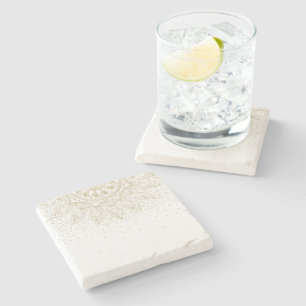 Elegantes Gold Mandala Dots Design Steinuntersetzer