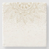 Elegantes Gold Mandala Dots Design Steinuntersetzer (Vorderseite)