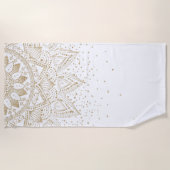 Elegantes Gold Mandala Dots Design Strandtuch (Vorderseite)