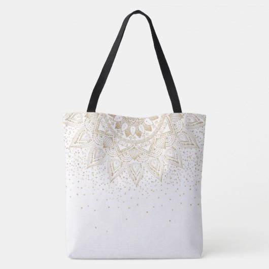 Elegantes Gold Mandala Dots Design Tasche (Rückseite)