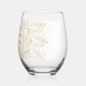 Elegantes Gold Mandala Dots Design Weinglas Ohne Stiel (Vorderseite)