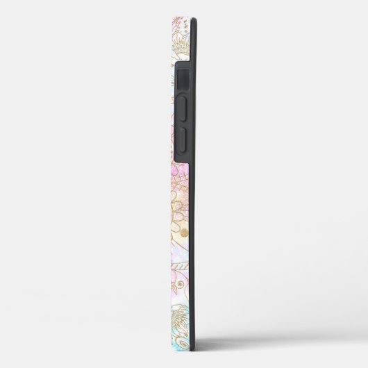 Elegantes Gold Mandala & Holographic Glitzer Desig Case-Mate iPhone Hülle (Rückseite / Links)