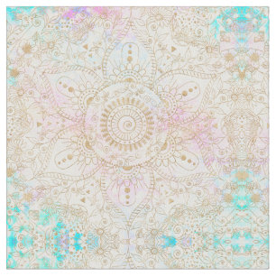 Elegantes Gold Mandala & Holographic Glitzer Desig Stoff