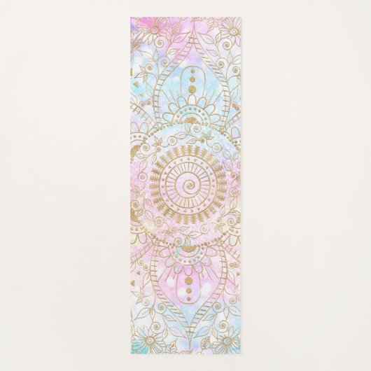Elegantes Gold Mandala & Holographic Glitzer Desig Yogamatte (Vorderseite)