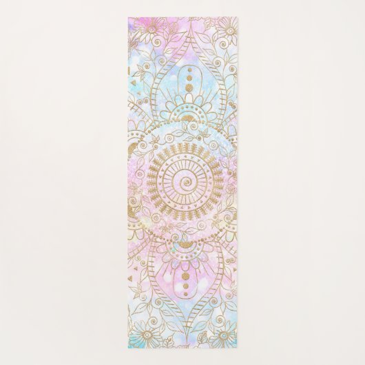 Elegantes Gold Mandala & Holographic Glitzer Desig Yogamatte (Rückseite)