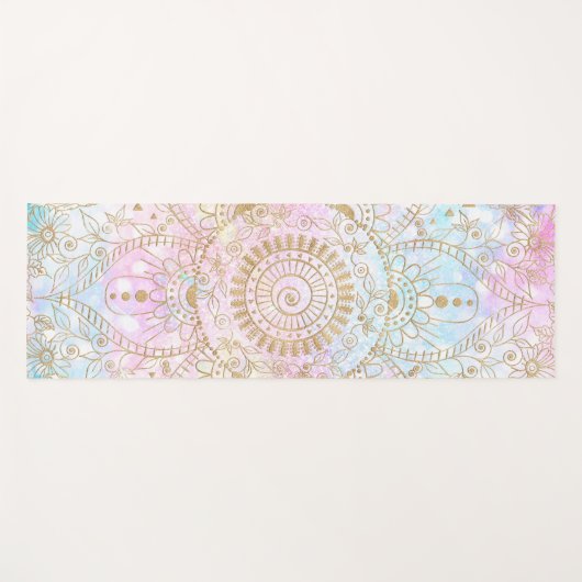 Elegantes Gold Mandala & Holographic Glitzer Desig Yogamatte (Vorderseite (Horizontal))