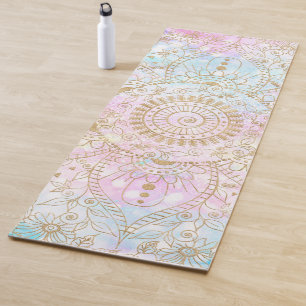 Elegantes Gold Mandala & Holographic Glitzer Desig Yogamatte