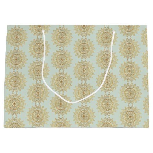 Elegantes Gold Mandala Muster Große Geschenktüte (Vorderseite)