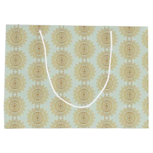Elegantes Gold Mandala Muster Große Geschenktüte (Rückseite)