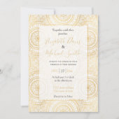 Elegantes Gold Mandala Sonnenblume Weißes Muster Einladung (Vorderseite)