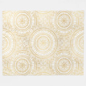 Elegantes Gold Mandala Sonnenblume Weißes Muster Fleecedecke (Vorderseite (Horizontal))