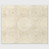 Elegantes Gold Mandala Sonnenblume Weißes Muster Geschenkpapier (Flach)